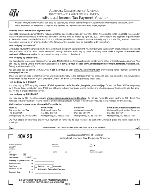 Fillable Online revenue alabama Fillable Alabama Tax Form 40V - Alabama ...