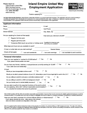 Fillable IEUW Employment Application Form - Inland Empire United Way Fillable IEUW Employment Application Form - Inland Empire United Way