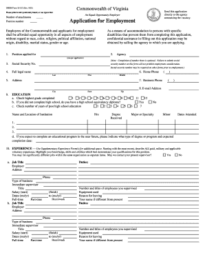 employment application form va job application