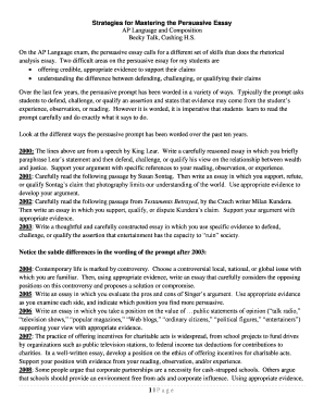 strategies for mastering the persuasive essay Strategies for mastering the persuasive essay this is an extensive 13-page pdf with strategies, sample outlines ap test prep. strategies for mastering the persuasive essay Strategies for mastering the persuasive essay this is an extensive 13-page pdf with strategies, sample outlines ap test prep.