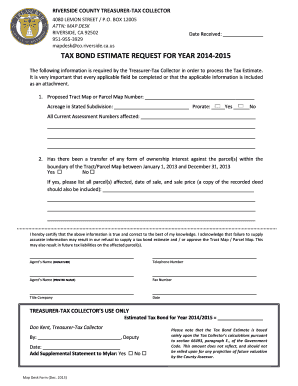 Tax Bond Estimate Request Form Riverside County Tax Bond Estimate Request Form Riverside County
