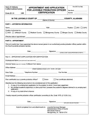 ... and Application for Juvenile Probation Officer ... - eforms alacourt ... and Application for Juvenile Probation Officer ... - eforms alacourt