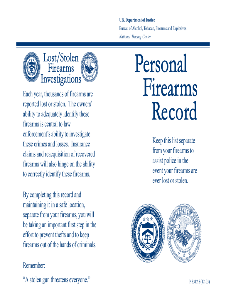 personal firearms record