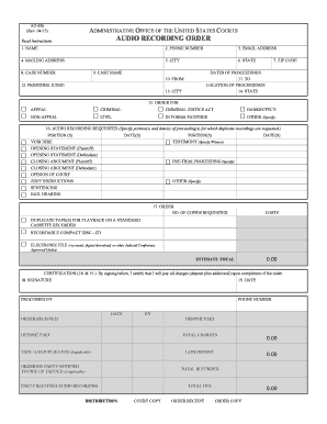 AO 436 Audio Recording Order