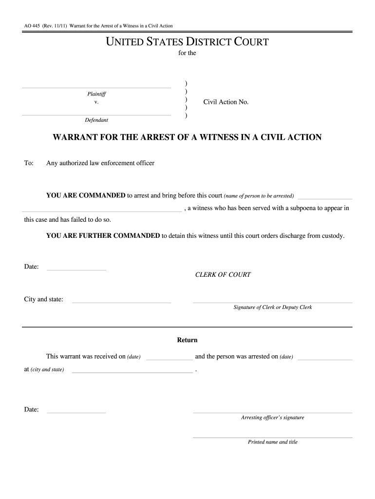 Blank Arrest Warrant