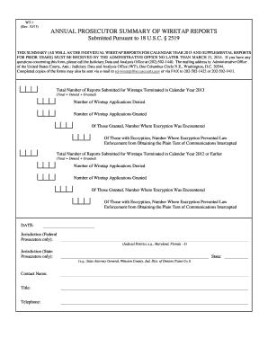 annual prosecutor summary of wiretap reports