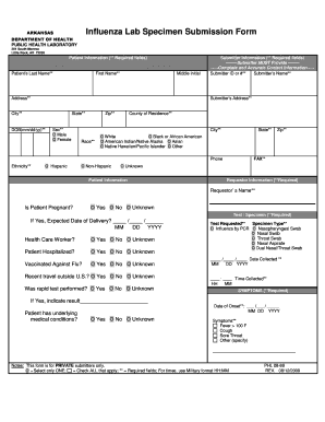 Arkansas Influenza Lab Specimen Submission Form