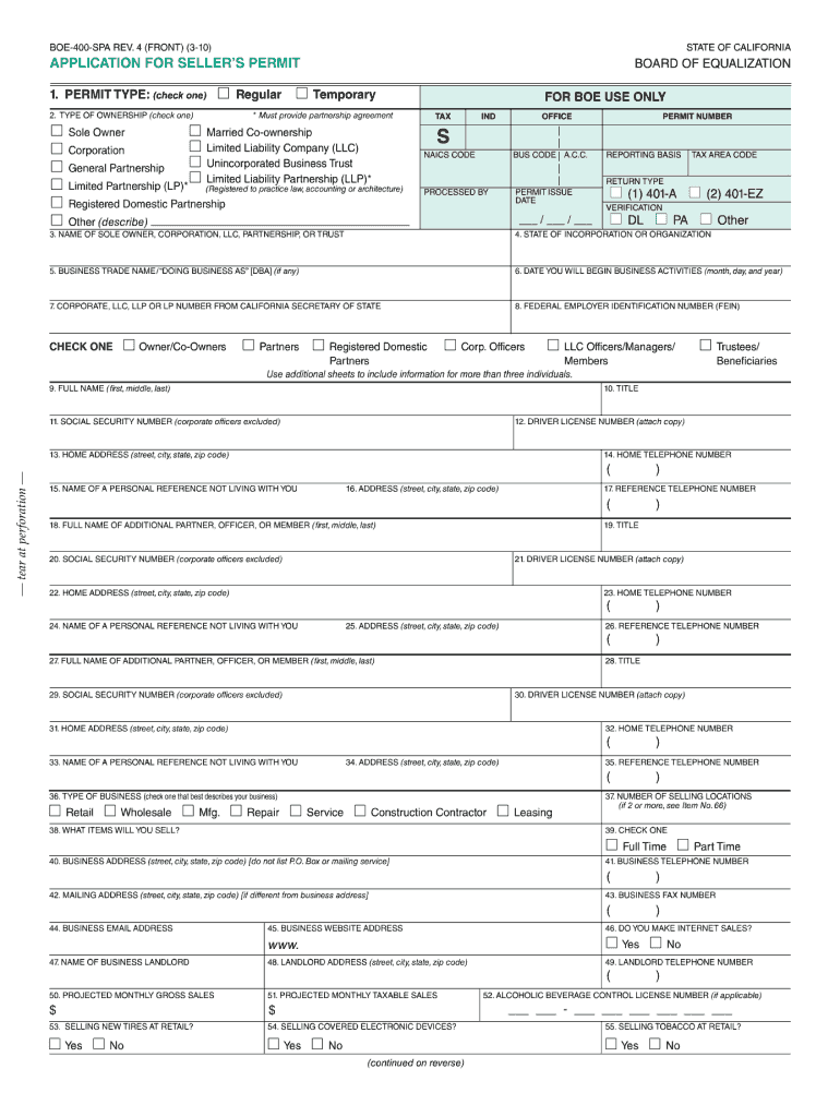 california seller's permit form