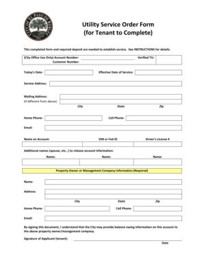 Utility Service Order Form