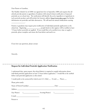 Healthy Schools Act Pesticide Notification Form