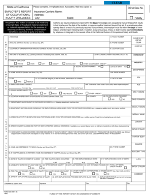 California Employer's Report of Occupational Injury or Illness