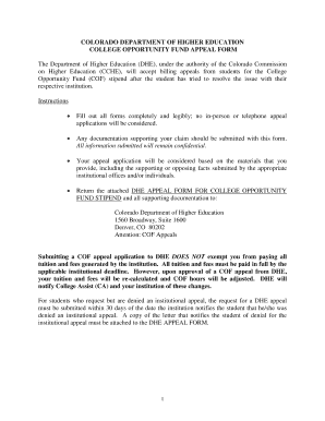 Colorado COF Appeal Form