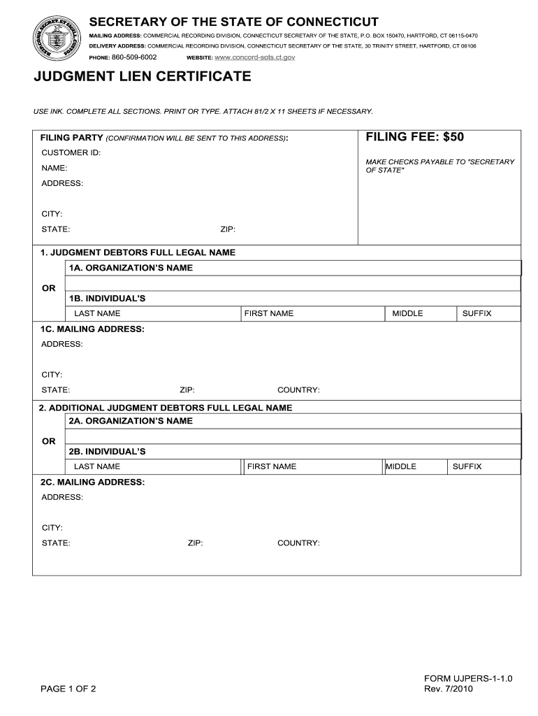 Judgement Lien Fill Online Printable Fillable Blank PdfFiller