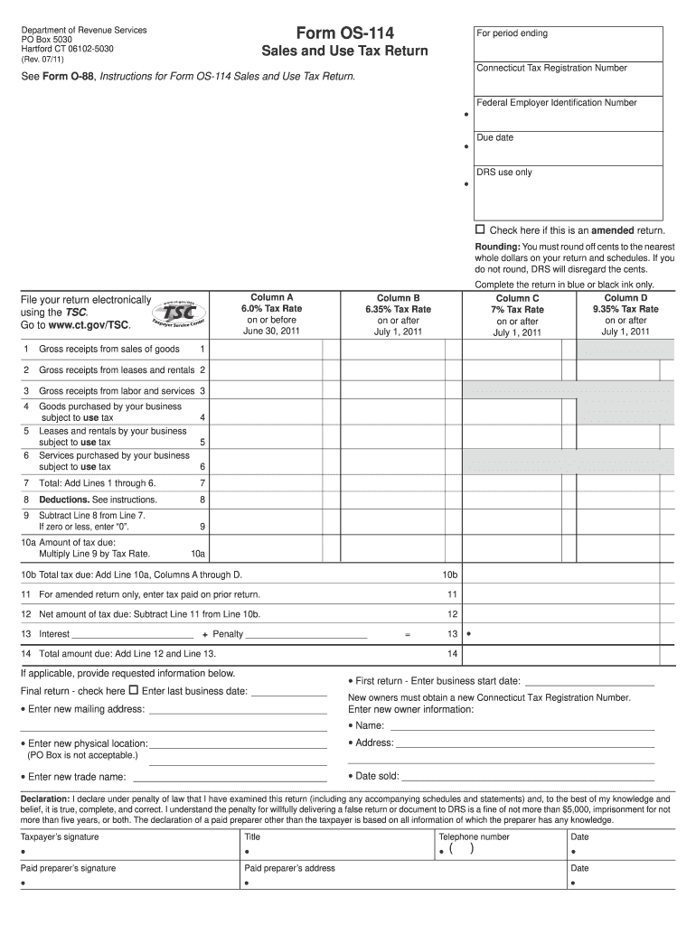 ct form os 114 2011 Preview on Page 1