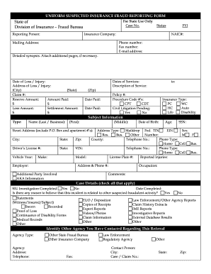 Uniform suspected insurance fraud form fillable