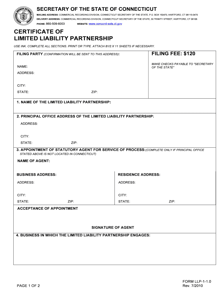 CERTIFICATE OF LIMITED LIABILITY PARTNERSHIP - ct Preview on Page 1