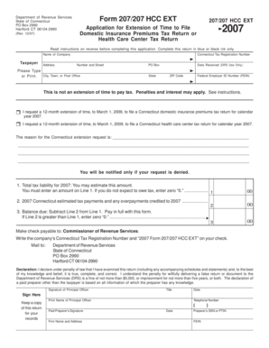 Connecticut Form 207/207 HCC EXT Application