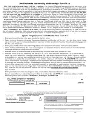 Delaware 8th-Monthly Withholding Form W1A