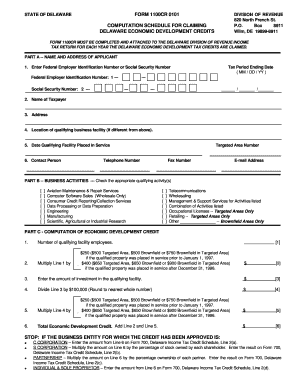 Delaware Economic Development Credit Form 1100CR