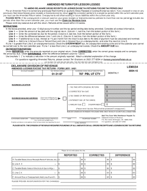 Delaware Amended License/Excise Tax Return