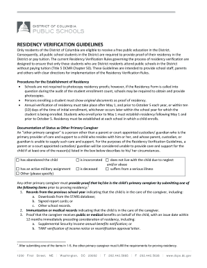 dc residency verification form