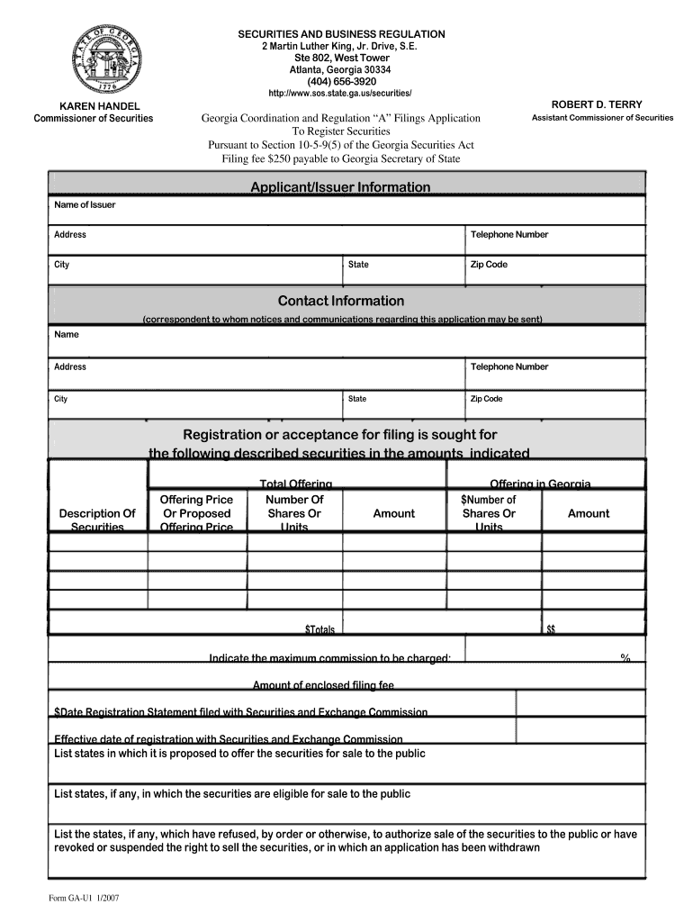 Filings Application (Form - Georgia Secretary of State - sos georgia Preview on Page 1