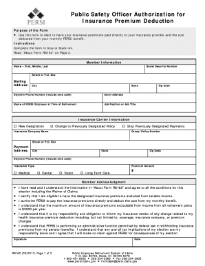 Public Safety Officer Insurance Premium Deduction Form