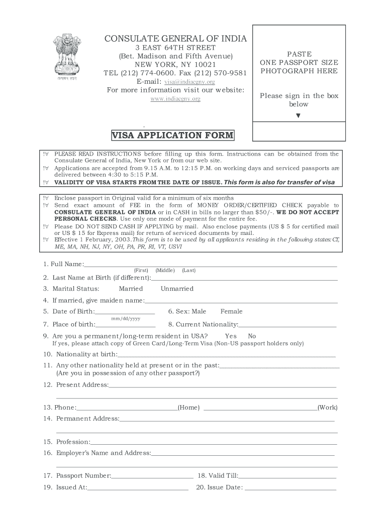 Indian Visa Application Form Pdf Fill Out Sign Online DocHub