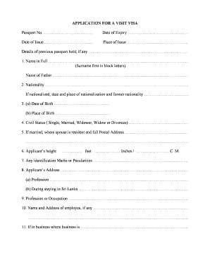 Sri Lanka Visit Visa Application