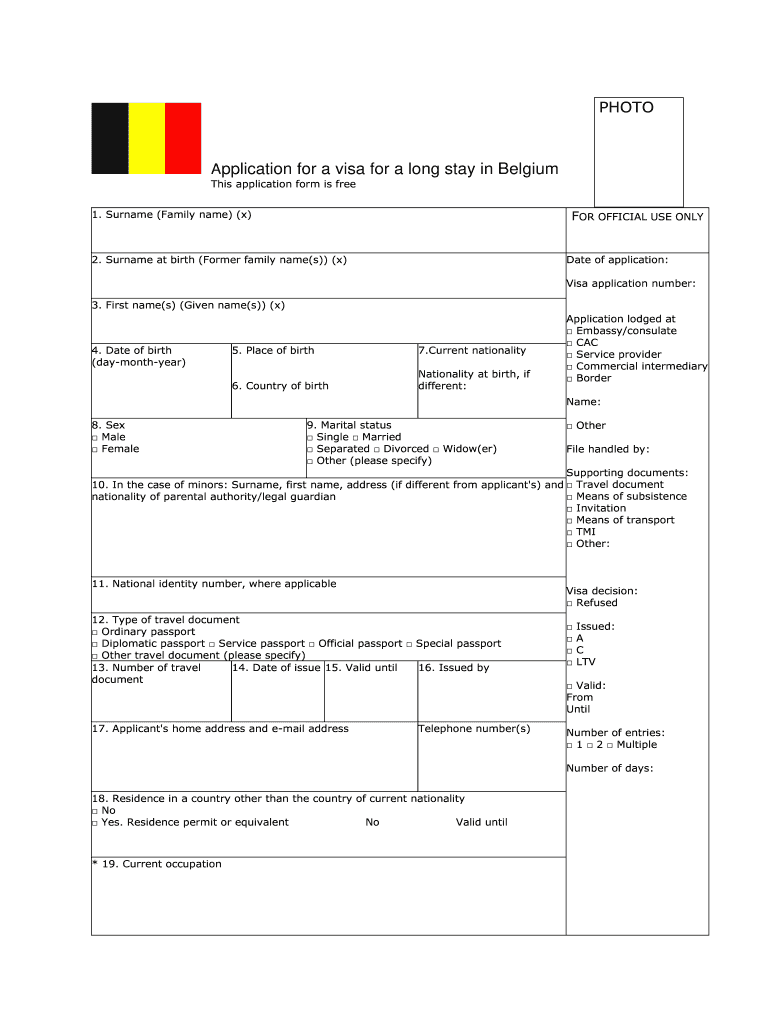 Filling Visa Belgium Form Fill Online Printable Fillable Blank PdfFiller