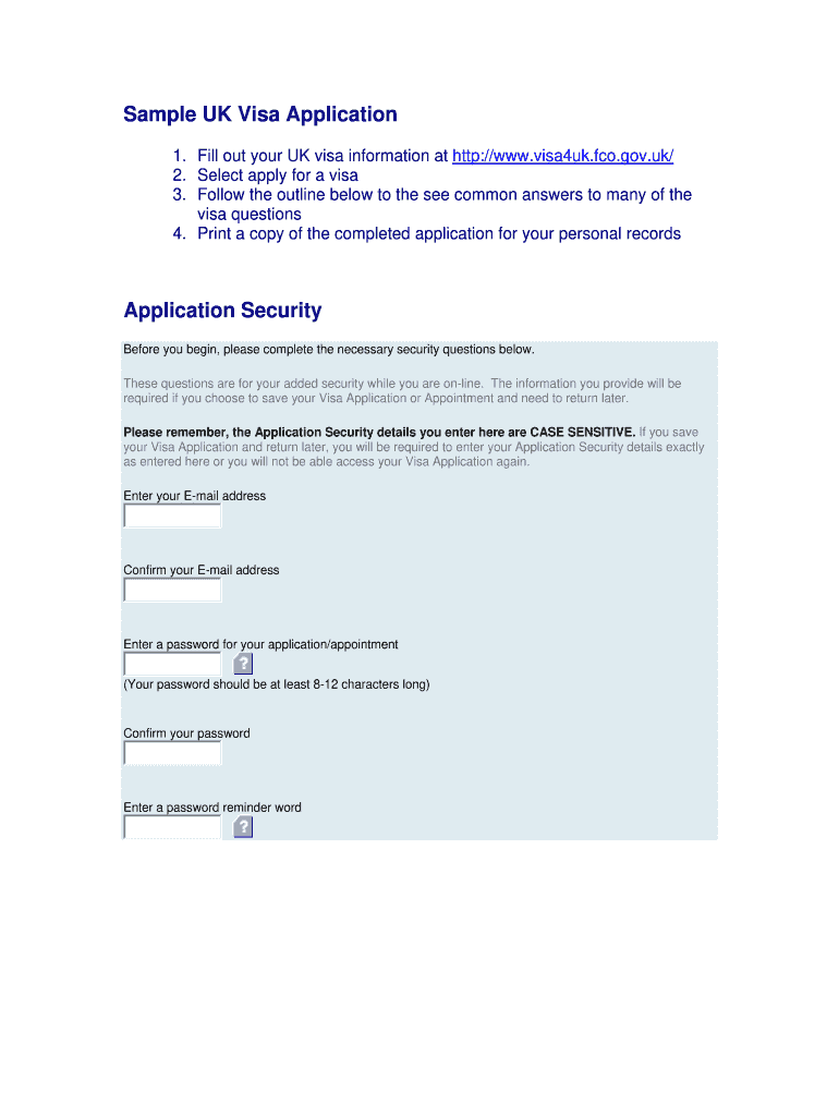 Sample Uk Application Form Fill Online Printable Fillable Blank PdfFiller