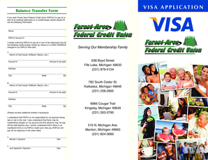 If you wish Forest Area Federal Credit Union (FAFCU) to pay all or part of an existing balance(s) on a creditcharge card(s) please fill out the following information