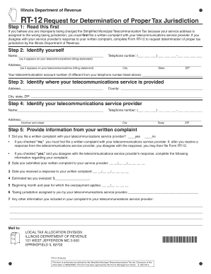 Illinois RT-12 Tax Jurisdiction Form