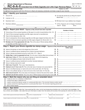 Illinois Amended Cigarette Revenue Return