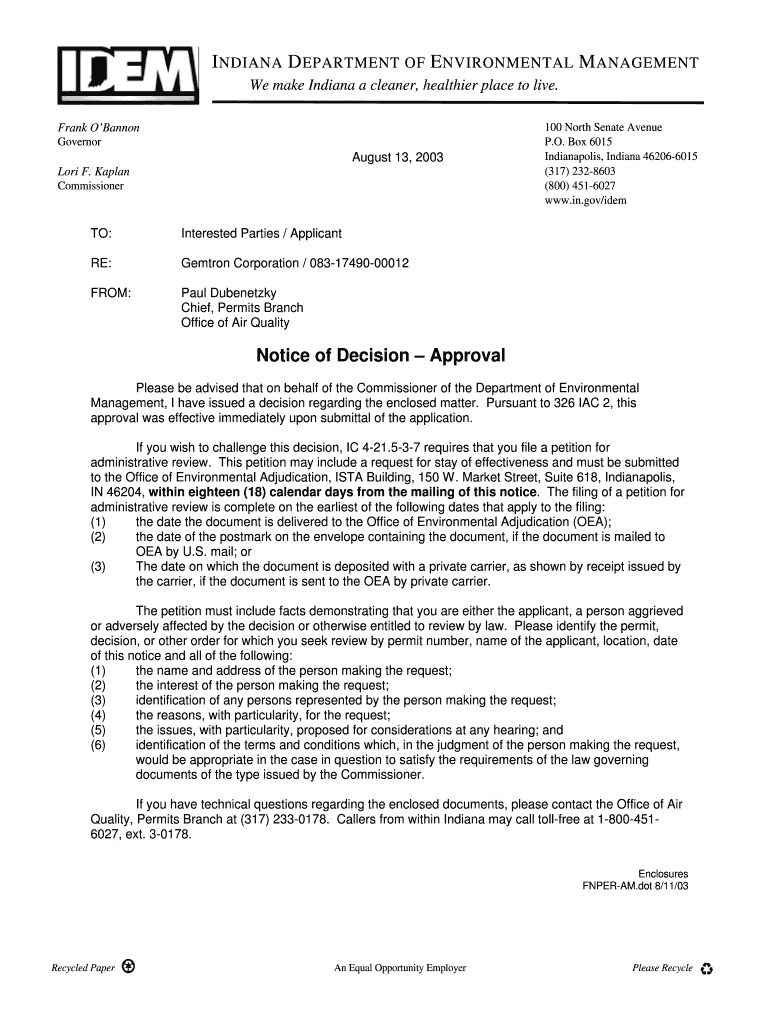 Governor 100 North Senate Avenue P - permits air idem in Preview on Page 1