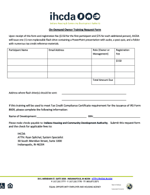 PDF fillable On- Demand Owner Training Request Form
