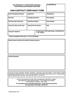 Iowa Non-Contract Grievance Form