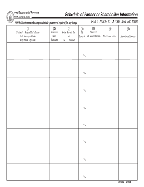 Iowa Schedule of Partner or Shareholder Information. Iowa partnership income tax - iowa