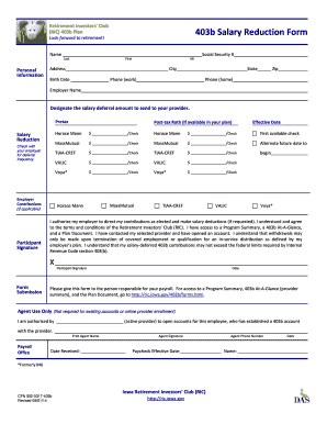 403b Salary Reduction Form