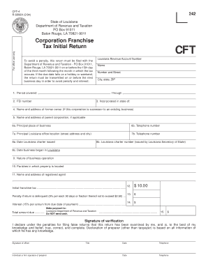 Louisiana Corporation Franchise Tax Initial Return CFT-4
