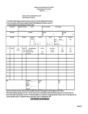 Individual Vehicle Mileage and Fuel Report