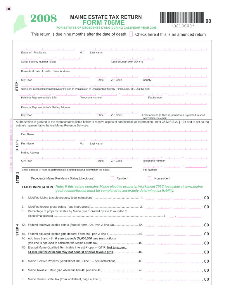 FORM 706ME - Maine gov - maine Preview on Page 1