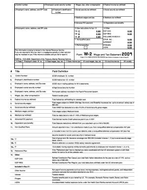 W-2 Wage and Tax Statement 2009