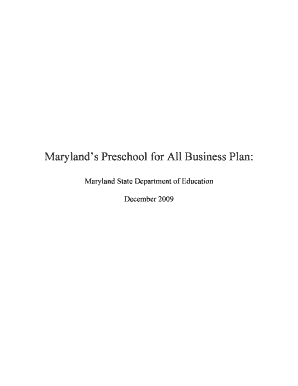 Marylands preschool for all business plan 2012 form