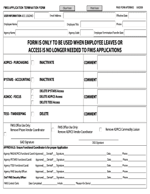 Security termination form fillable