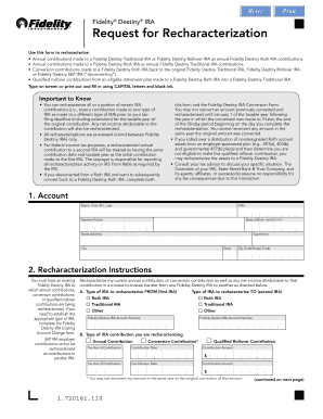 Fidelity Destiny IRA Recharacterization Form