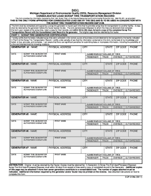 Michigan Scrap Tire Transportation Record