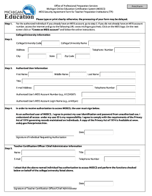 MEIS Security Agreement Form - State of Michigan - michigan