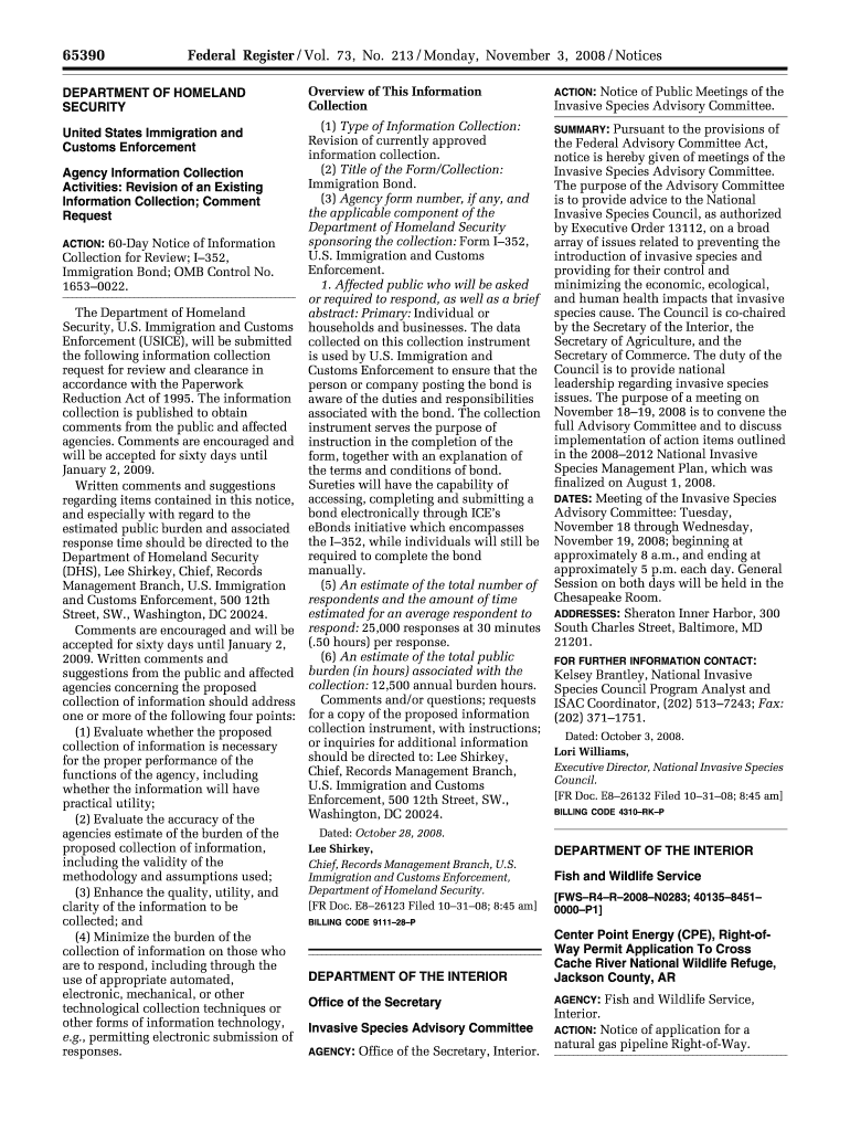 2008 Federal Register, 73 FR 65390 - fws Preview on Page 1