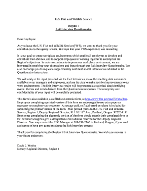 Request to interview letter - fish and wildlife service exit interview form